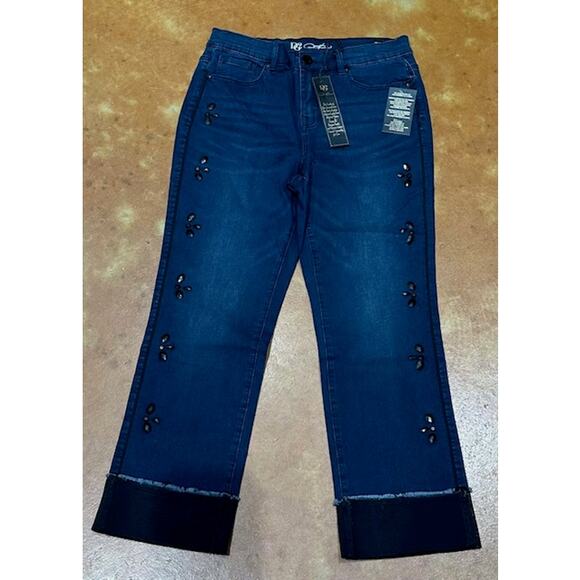 NWT DG2, Diane Gilman, QVC Cropped Embellished Jeans - Picture 1 of 5